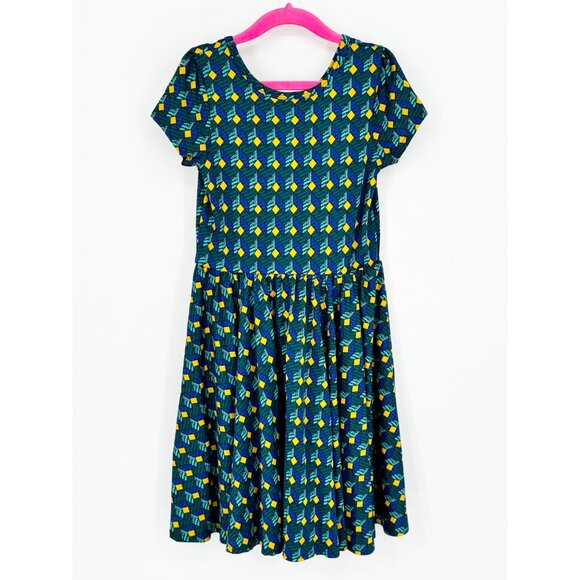 Dotdotsmile Girls Dress Size 7 Blue and Gold Geo Print New With Tags - Picture 4 of 4